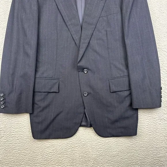 Holland & Sherry Savile Row Blazer Mens 42R Blue Bespoke Vintage USA Made Office